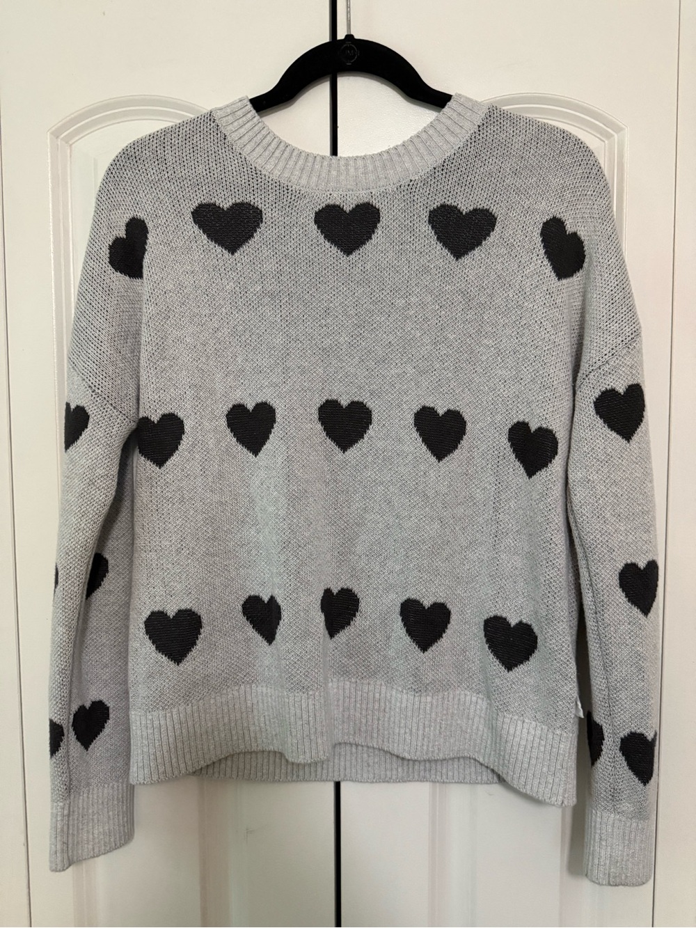 Abercrombie Kids Grey Crewneck Sweater with Black Heart Motif